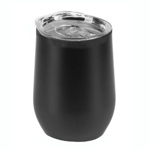 Schwarzer Thermobecher mit transparentem Deckel