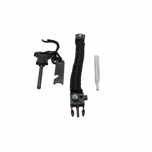 Survival-Armband, Feuerstahl und Feuerblasrohr