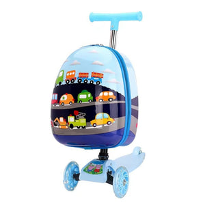 Blauer Scooter Reisekoffer mit Auto Design