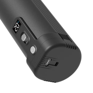 Grauer Handstaubsauger und Föhn mit USB-C Anschluss an der Unterseite