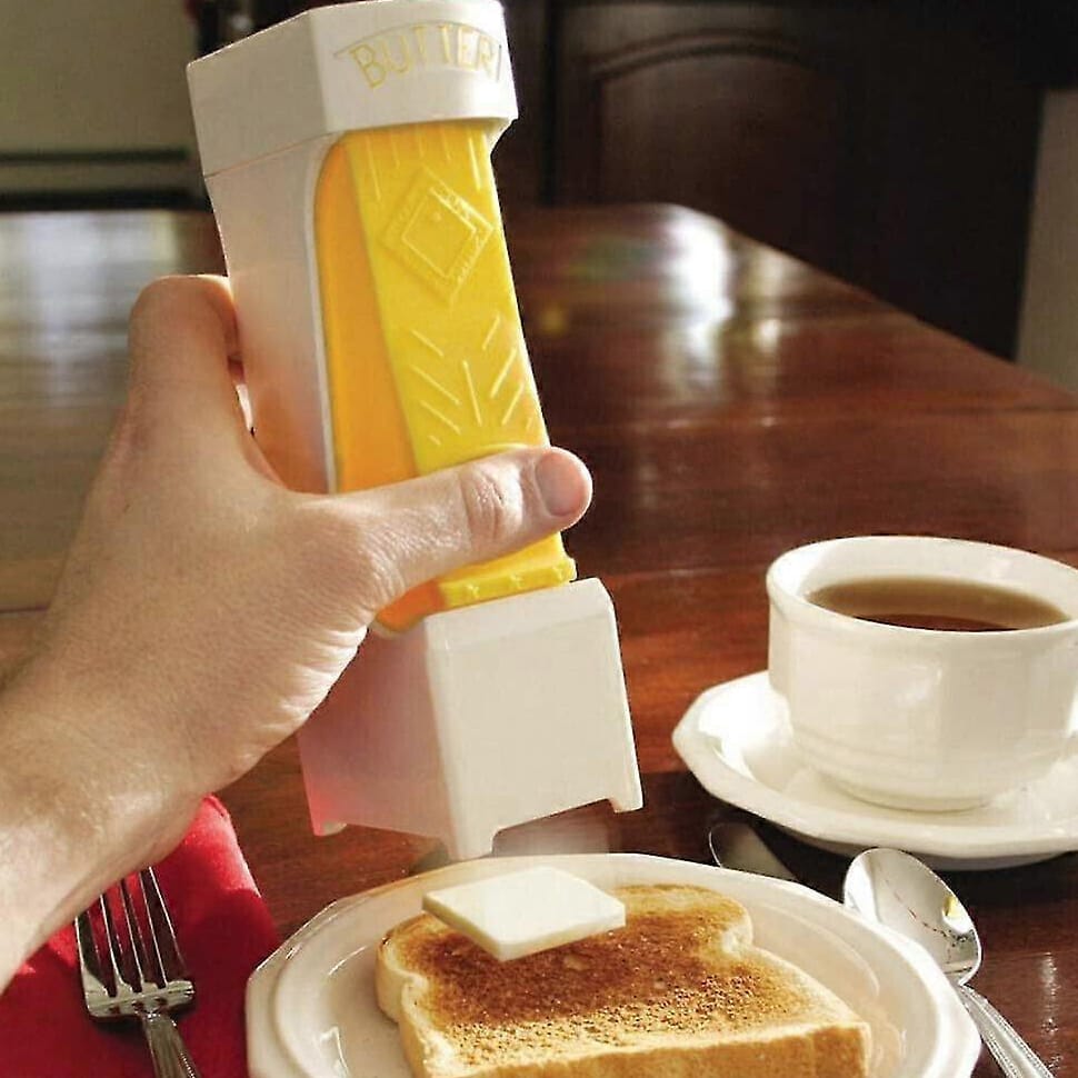 Weiss-gelber Butter Cutter in einem Anwendungsbeispiel