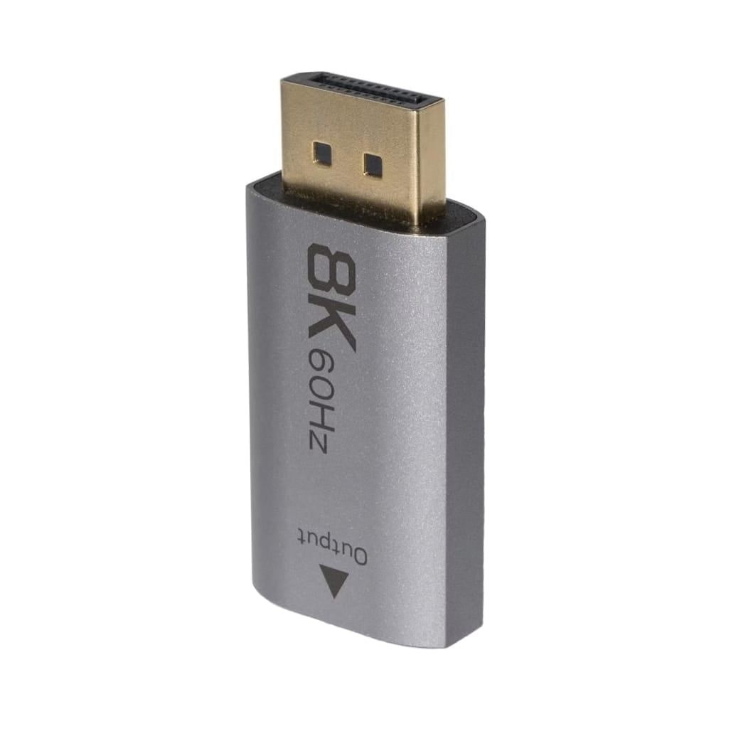 Silberner Display Port zu HDMI Adapter aufgestellt