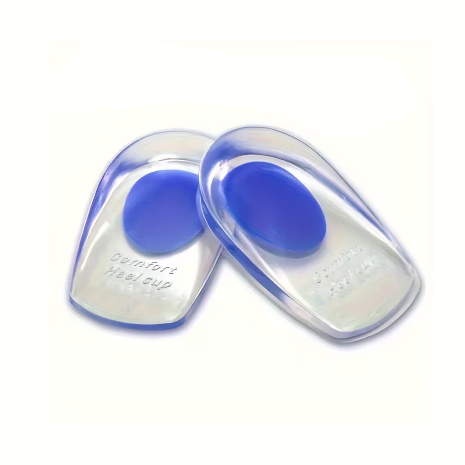 Zwei transparente und blaue Absatzkappen