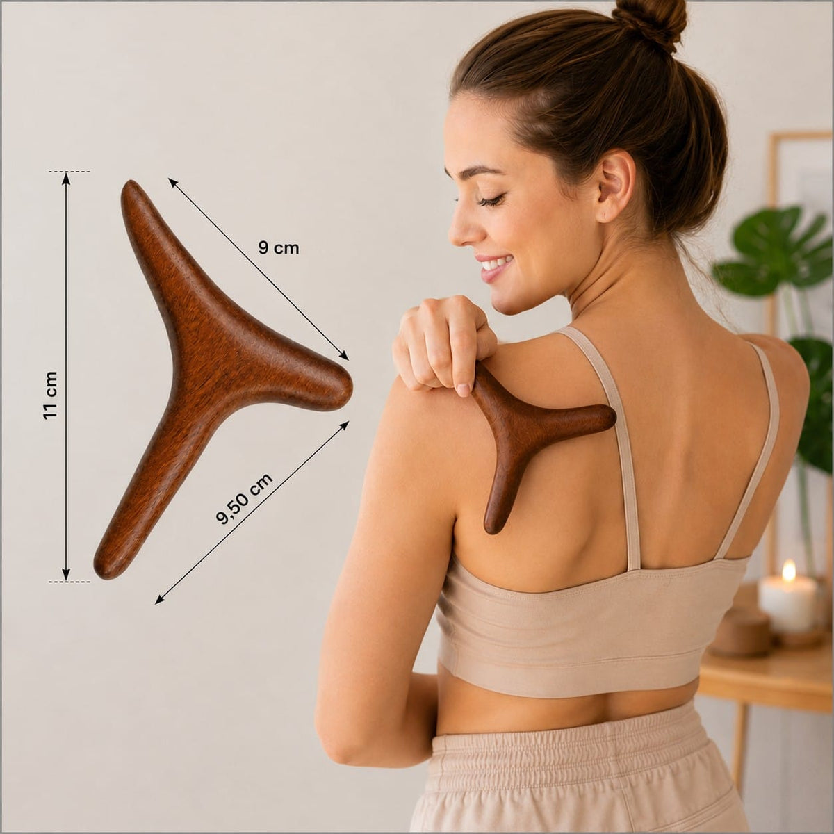 3-Punkt Triggerpunkt Massagegerät aus Holz | Reflexzonen Massage Tool