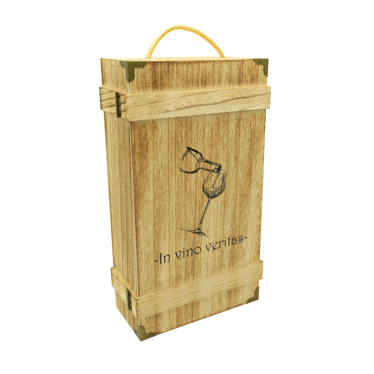 Weinkiste aus Holz für 2 Flaschen «In vino veritas»