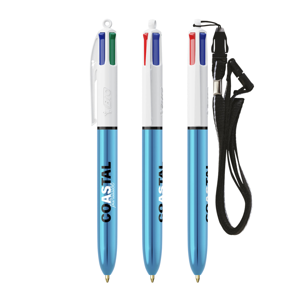 BIC® 4 Colours Shine Ballpoint Pen + Lanyard