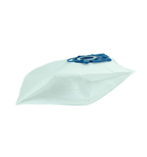 Weisser Staubsaugerfilter Beutel mit blauer Öffnung von der Seite