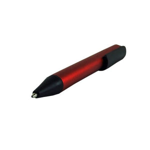 Eleganter roter Kugelschreiber mit schwarzen Details schräg von vorne