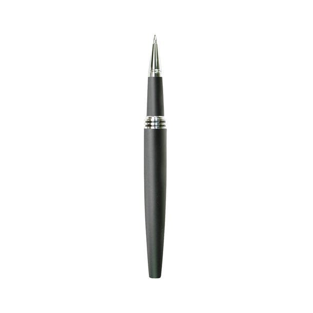Eleganter, schwarzer Stift mit dem Deckel ab und silbernen Details