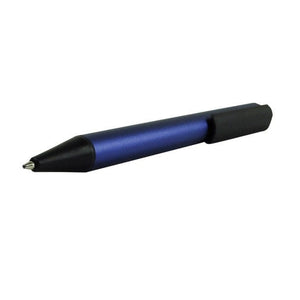 Eleganter blauer Kugelschreiber mit schwarzen Details schräg von vorne