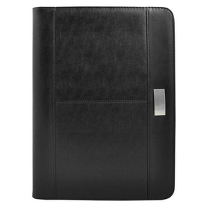 Schwarzer, geöffneter Lederfolder