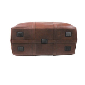Braune Lederreisetasche mit goldenen Details von unten