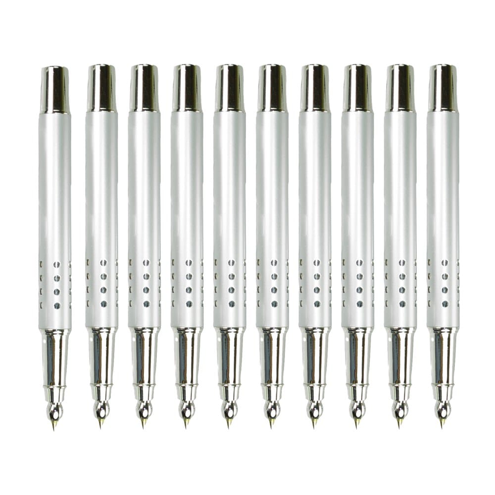 10er-Pack Weisse Kugelschreiber mit silbernen Details