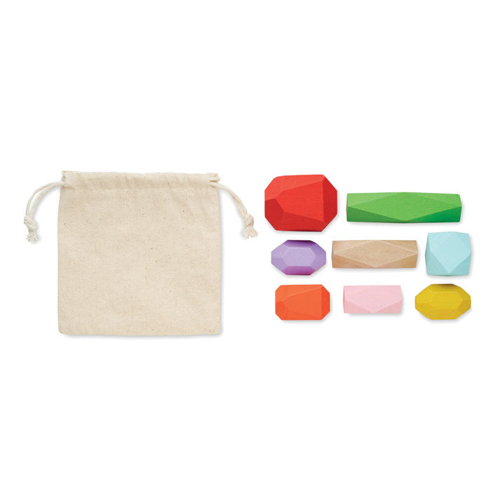 Pierres en bois dans un sac