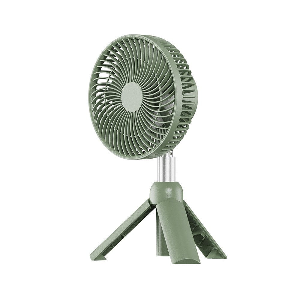 Hellgrüner Aufstellventilator mit silbernem Ständer und grüner Stütze