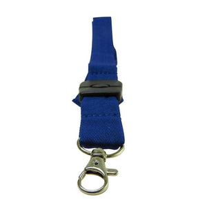 Blaues, trennbares Schlüsselband mit silbernem Karabiner