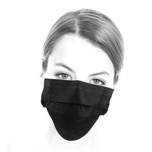 Schwarze Gesichtsmaske an einem Kopf von vorne gezeigt