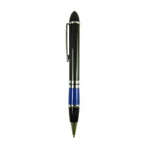 Moderner Carbon-Kugelschreiber mit blauen Details