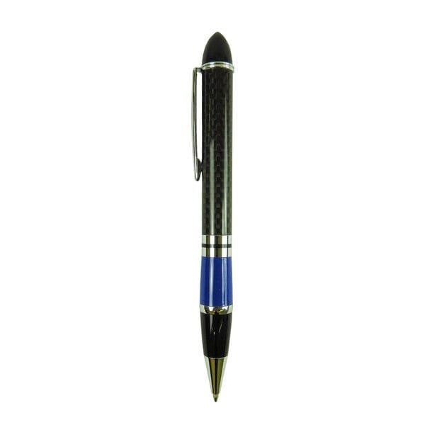 Moderner Carbon-Kugelschreiber mit blauen Details