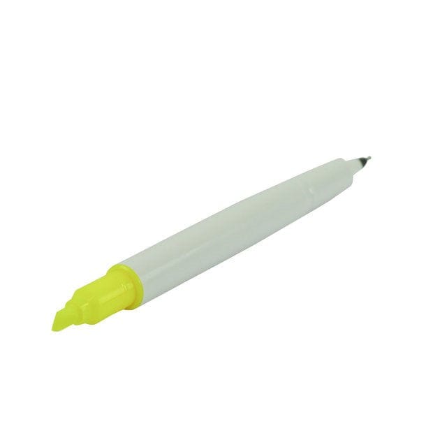 Hellgrüner Fineliner und Textmarker auf beiden Seiten geöffnet und von der Seite