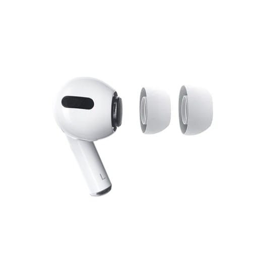 Ersatz Gummi-Ohrstöpsel für Airpods mit Anwendungsbeispiel von verschiedenen Grössen