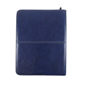 Blaue Lederschreibmappe von unten