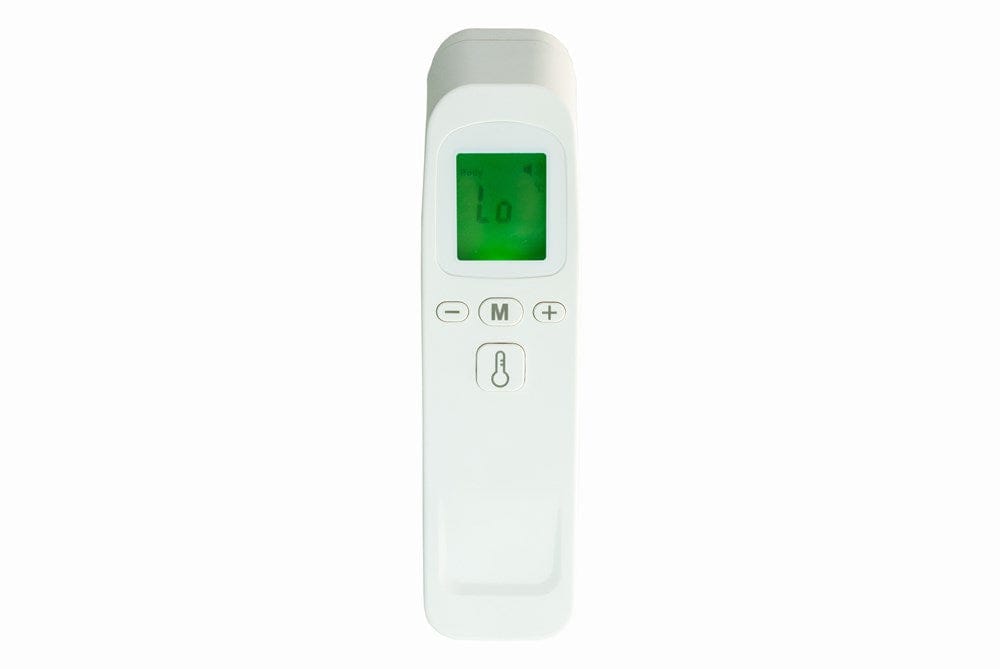 Weisses Thermometer mit grünem Digitalbildschirm