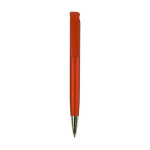 Moderner, roter Kugelschreiber mit silbernen Details