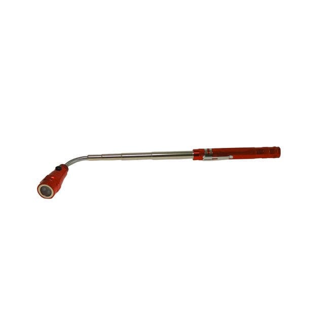 Rote, glänzende, ausgefahrene Taschenlampe mit silbernem Clip