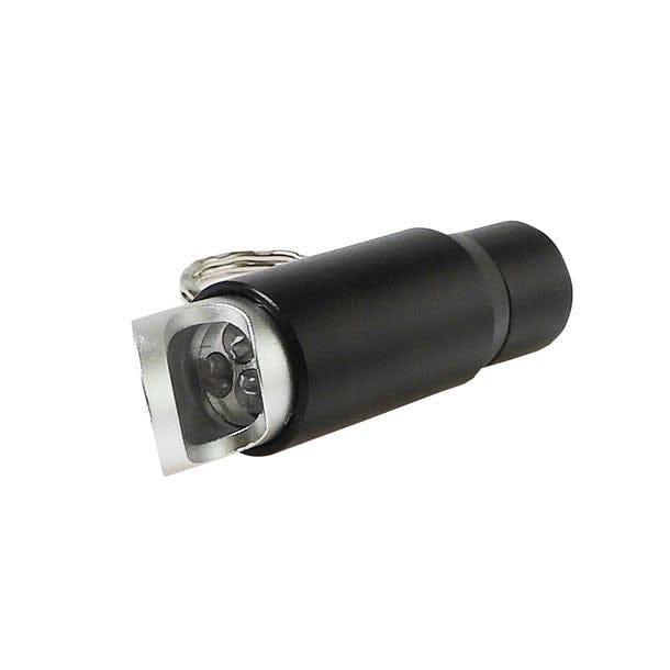 Schwarze Schlüsselanhänger-Taschenlampe von der Seite