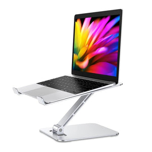 Weisser Laptop-Ständer mit einem Anwendungsbeispiel mit weissem Laptop