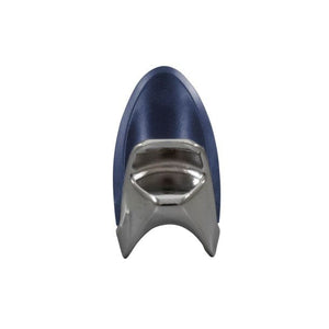 Blauer Finger Flaschenöffner mit silbernem Detail von oben