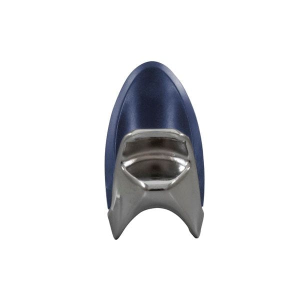 Blauer Finger Flaschenöffner mit silbernem Detail von oben