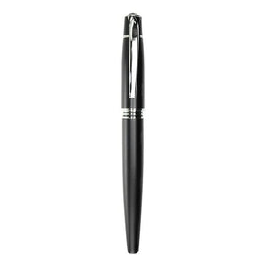 Eleganter, schwarzer Stift mit Deckel und silbernen Details
