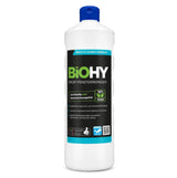 Fensterreiniger in weißer Flasche mit blauem Deckel