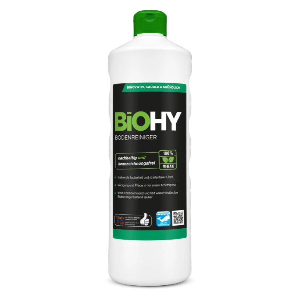 Bodenreiniger in weißer Flasche mit grünem Deckel
