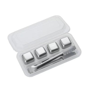 Edelstahl-Kühlsteine mit Zange in der Verpackung
