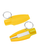 Tire tread depth gauge with valve cap remover