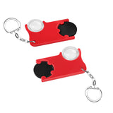 Porte-jeton avec jeton de 1€ et loupe