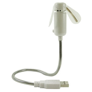 Weisser Ventilator mit USB-Anschluss und biegbarem Kabel