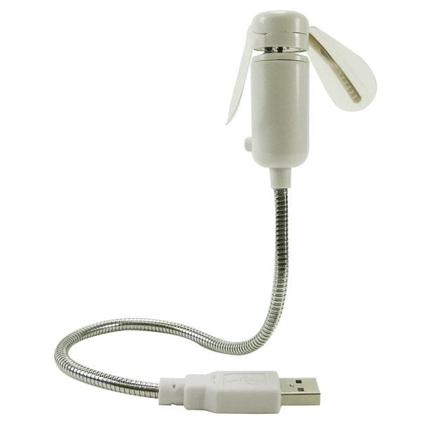 Weisser Ventilator mit USB-Anschluss und biegbarem Kabel
