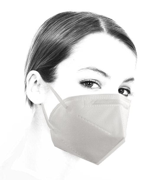 Weisse Gesichtsmaske an einem Kopf seitlich gezeigt