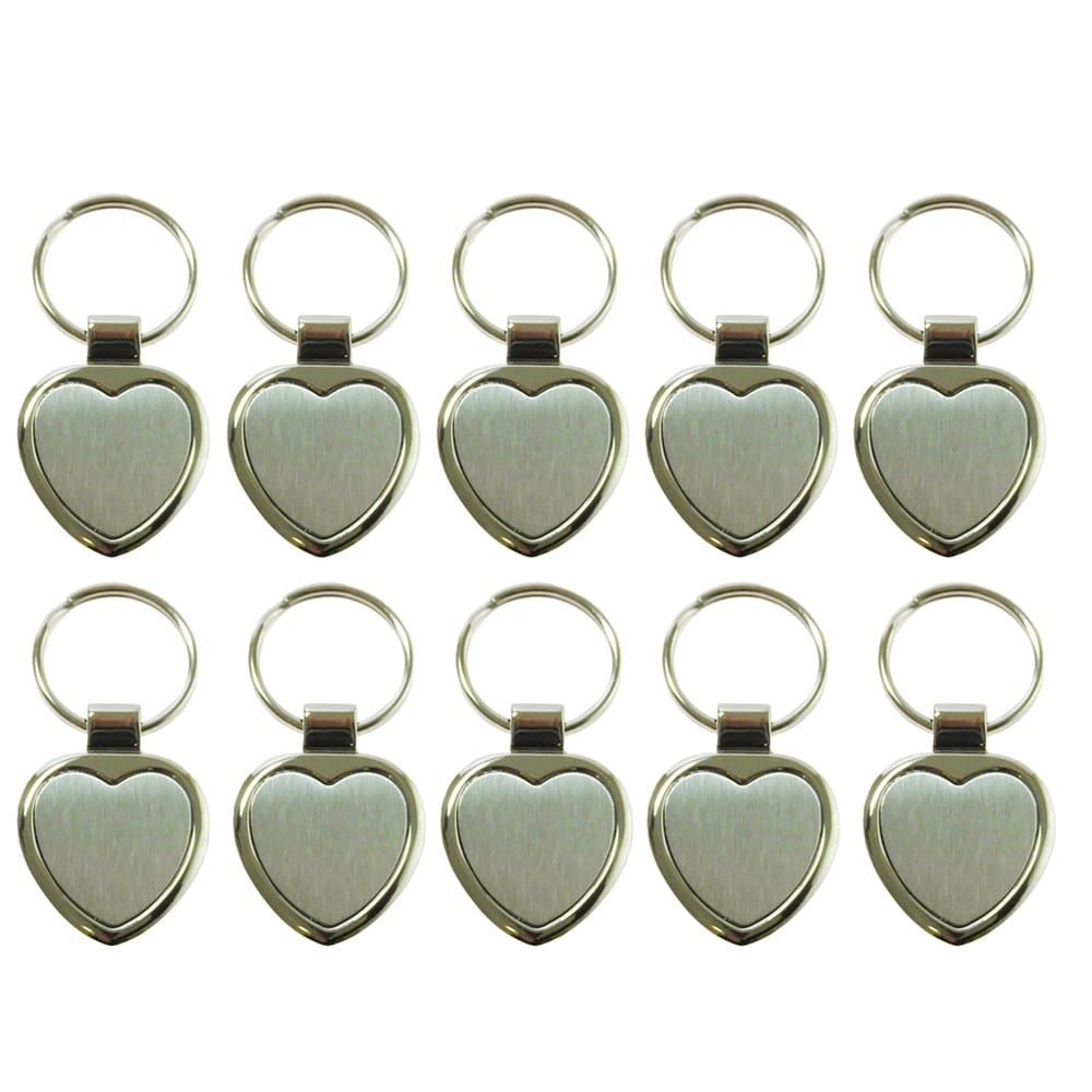 10er-Pack silberne Schlüsselanhänger in Form von Herzen