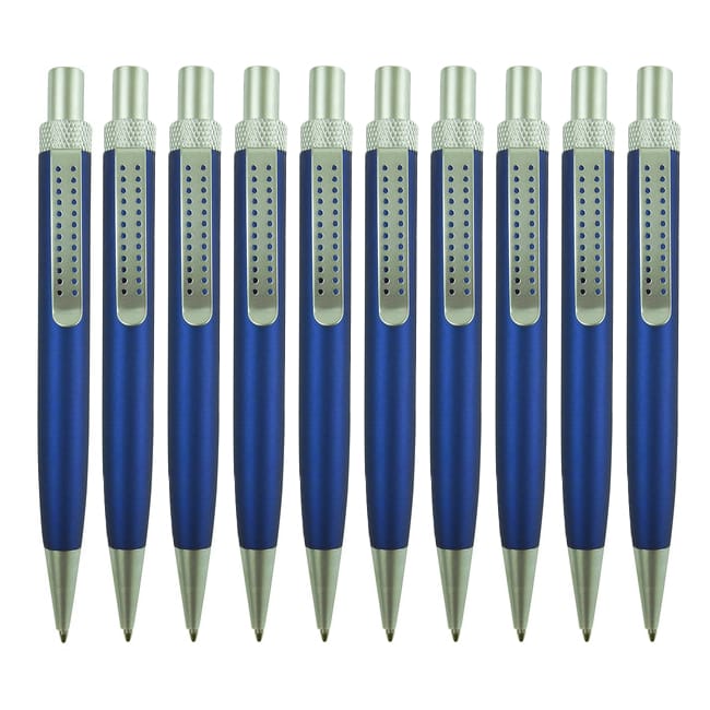 10er-Pack blaue Kugelschreiber mit silbernen Details