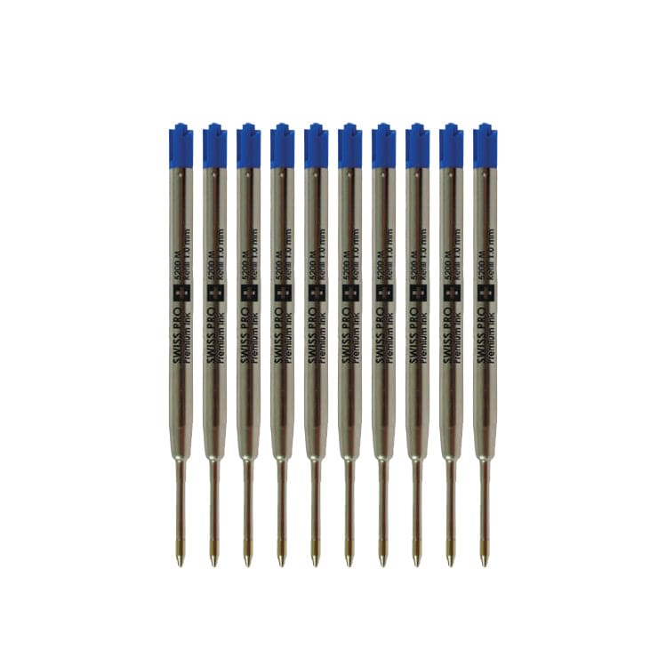Silberne Ersatzminen für Kugelschreiber mit blauer Tinte