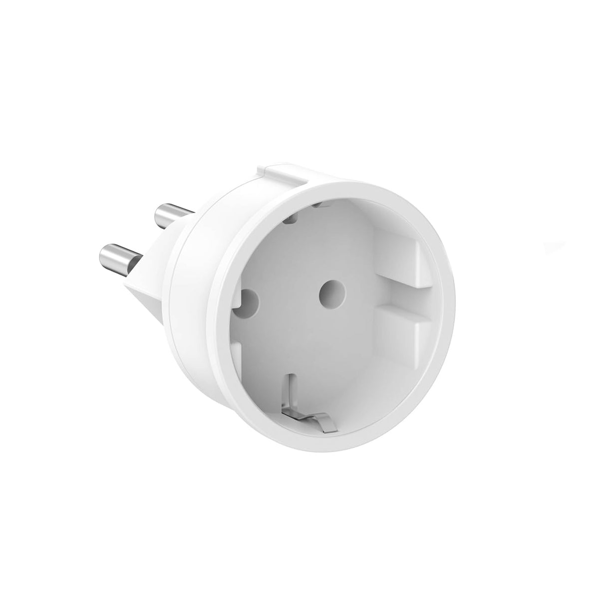 Weisser Steckdosen Adapter von CH zu DE von vorne