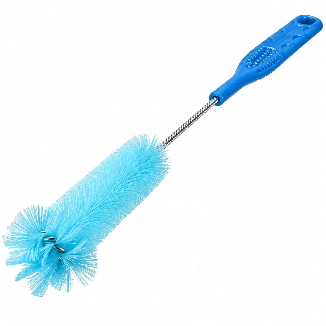 Grosse Bürste mit blauen Borsten und blauem Griff