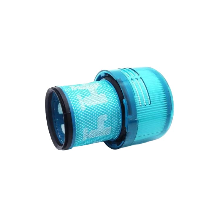 Hellblaue, transparente Staubsaugerfilter für Dyson von der Seite