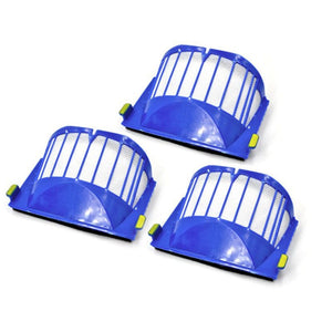 Drei weiss-blaue Filter für Staubsauger