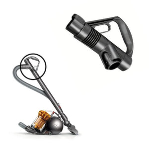Grauer Ersatzgriff für Dyson-Staubsauger mit Anwendungsbeispiel